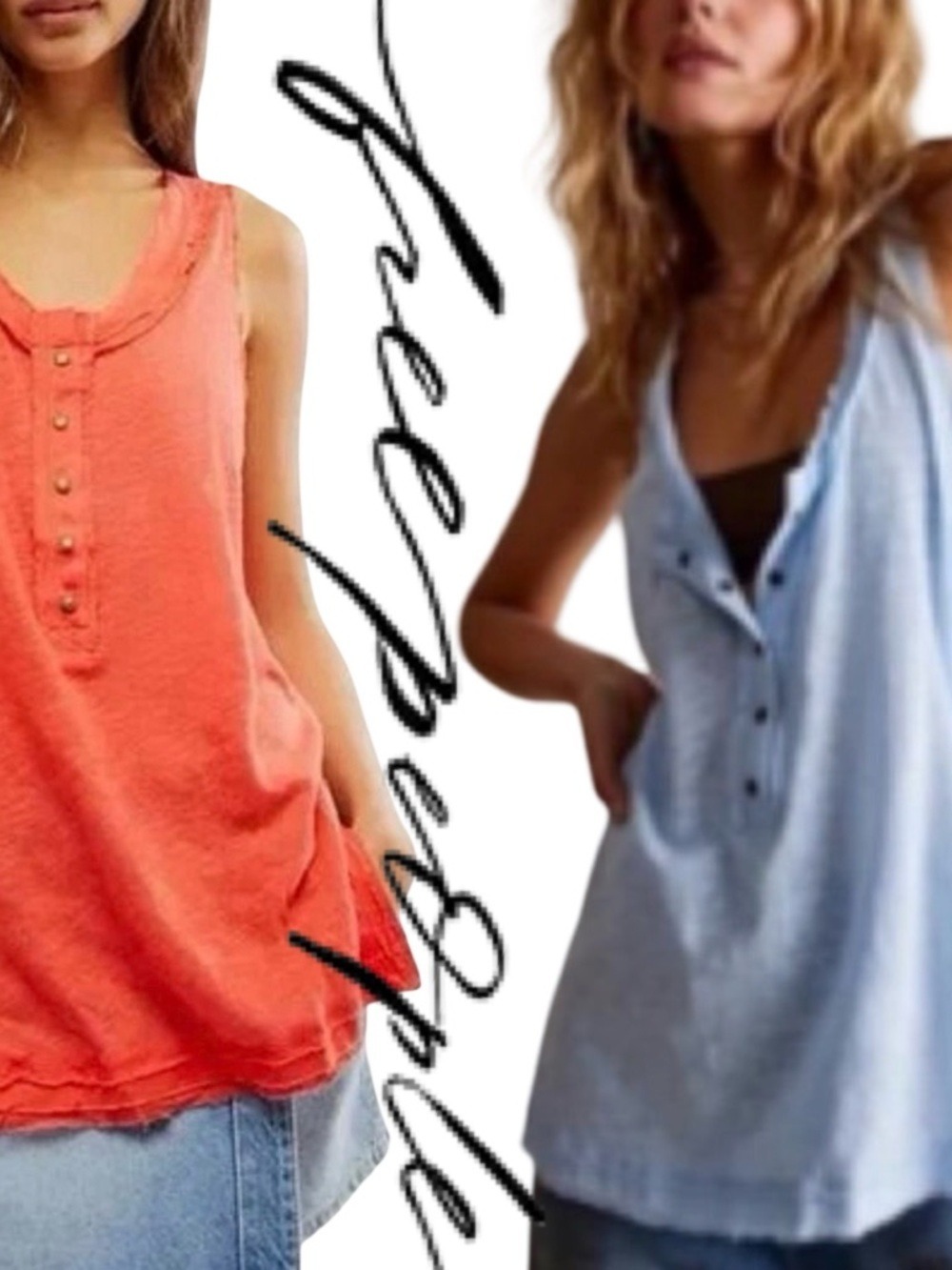 NWT $58 Free People Dew Shine Tank – Dew Shine Blue / Radiant Watermelon  XS